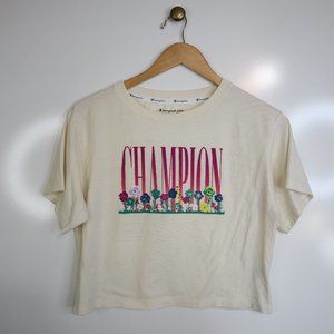 Champion Floral Yellow Over Sized Crop Top XS